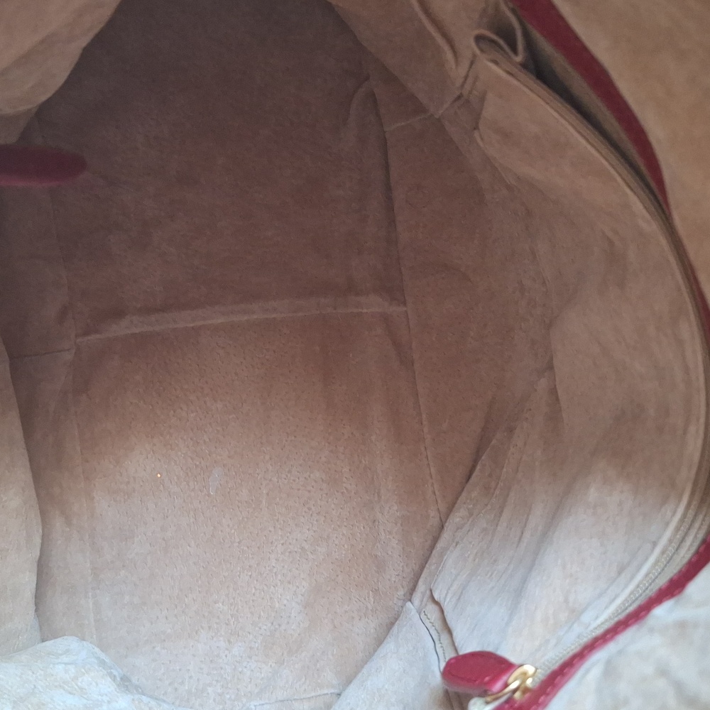 Barr Barr New York Red Pebbled Leather Hobo Foldover Bag EUC - Picture 5 of 17